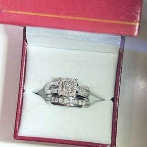 14K white diamond wedding ring set . Brand new